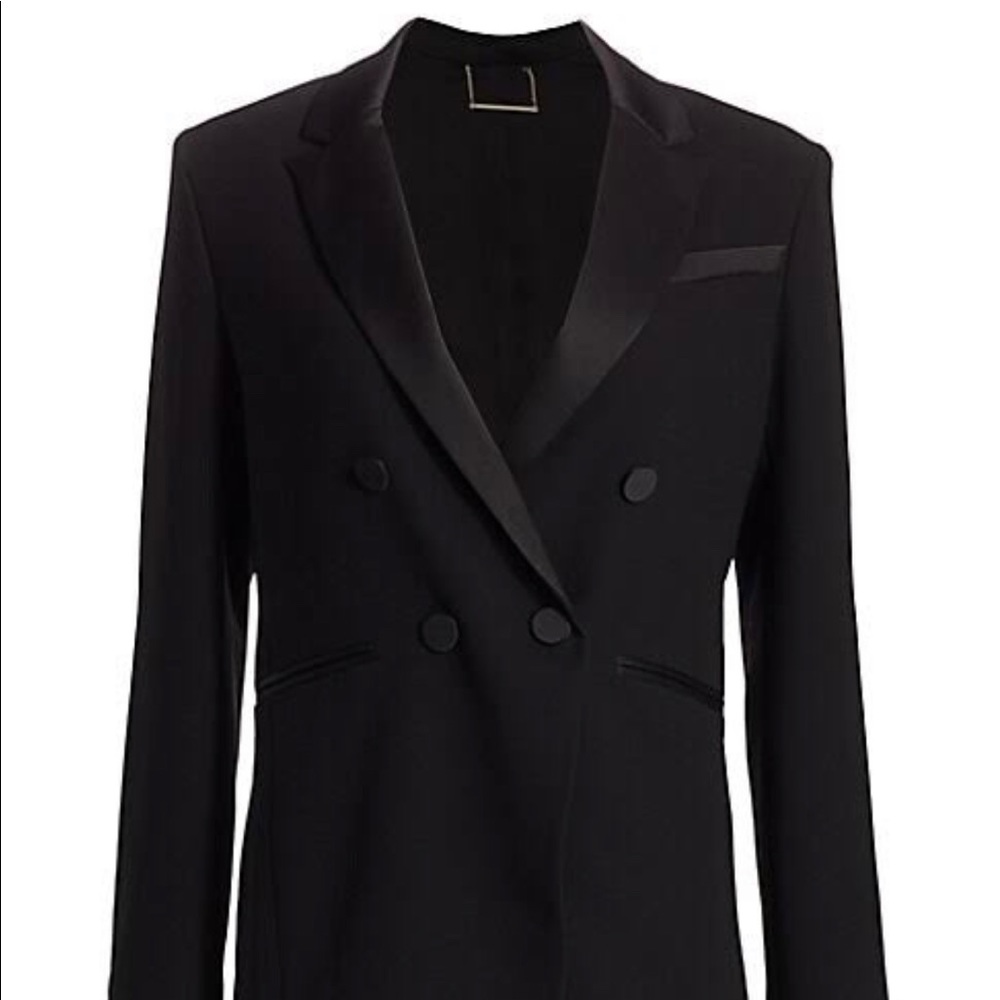 FRAME Double Breasted Tux Satin Blazer
